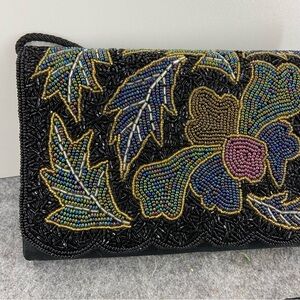 Gorgeous Beaded Black Purse 8.5x5.5 inches